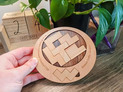 Creative Crafthouse Cracked Egg Wood Brain Teaser Puzzle for Adults | Fit all 6 wood pieces into the egg-shaped opening. A level 8 of 10 Stewart Coffin dissection puzzle, made in the USA. - style: Cracked Egg