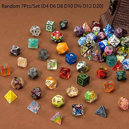 7pcs Random Color DND Dice Set, 7-die Polyhedral D&D Dice for DND RPG Table Games Role Playing Games - color: 7pcs Dice Set Random Color