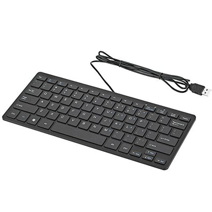 iKKEGOL USB Mini Slim Wired 78 Key Small Super Thin Compact Keyboard for Desktop Laptop PC Win 7 Mac (Black) - color: Black