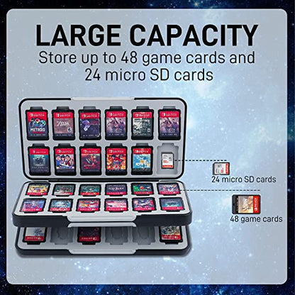 RHOTALL Game Card Case for Nintendo Switch/OLED/Lite/2 , Storage Card Box with 48 Game Cards Cartridge and 24 SD Cards Slots, Switch Games Holder with Magnetic Design - Starry sky