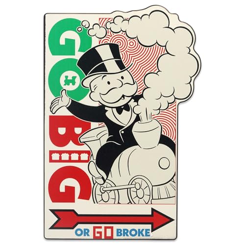 Hasbro Monopoly Go Big Wood Wall Decor | Vintage Monopoly Sign for Office or Game Room Decor - color: Red/Green