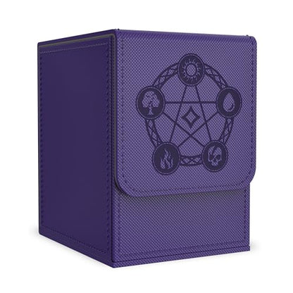 Card Deck Box with 2 Dividers, MTG Commander Deck Box Holds 100+ Double-Sleeved Cards, Leather Magnetic Deck Case Compatible with Magic TCG CCG Cards, Purple - color: 2. Purple, size: 100 Double-sleeved Cards Vertical