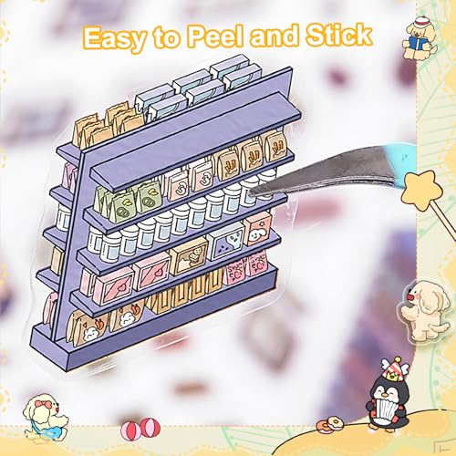 3D House Stickers,DIY Sticker Therapy for Adult Fun Cute Cartoon Stickers | 36 Sets Scene Make Your Own for MINI Room Scenes Miniature Supermarket for Relief Stress Pass The Time - size: 36 Pcs Regular