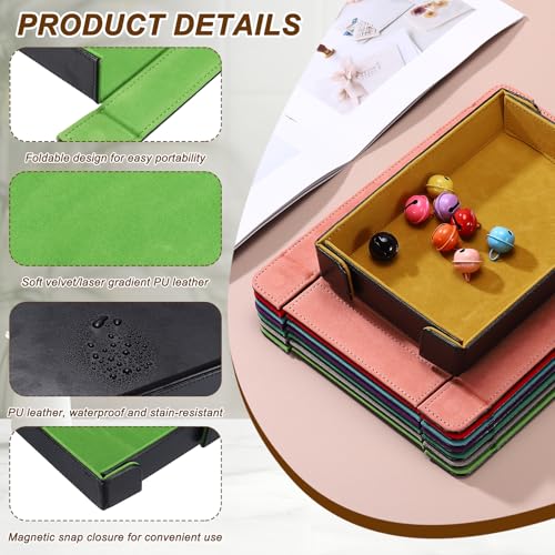 uxcell PU Leather Dice Tray, Rectangle Magnetic Folding Velvet Portable Folding Dice Rolling Tray for Table Games Keys Wallet Watch Coin, Grass Green - color: Grass Green
