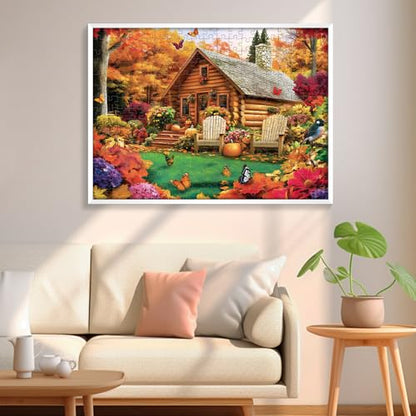 300 Pieces Puzzle for Adults, House and Pumpkins Jigsaw Puzzle - style: House and Forest