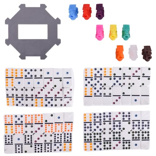 Sunny Days Entertainment Elbow Room Games Mexican Train Dominoes Set – Double 12 Color Dot Dominos Game with Tin Case & Hub for Family Fun | 91 Pieces, Plastic Tiles, Tin Storage Case, Central Hub, 6 Players, 8 in x 8 in, Family Game Night