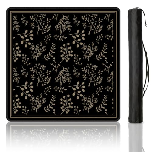 Mahjong Mat for Table, 31.5" x 31.5" Noise Reduction Non Slip Waterproof Mah Jong Table Mat with Carrying Bag, Suitable for Mahjong, Poker, Board Games, Dominoes, and Card Games - color: Golden Flowers