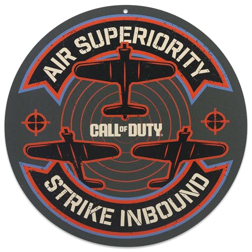 Call of Duty Air Superiority Metal Wall Decor | Tactical Strike Sign for Bedroom or Game Room - color: Black/Red