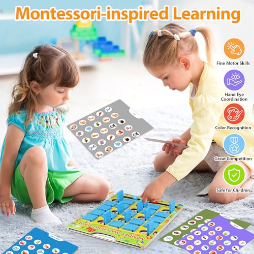 Vinlon Matching Memory Game for Kids Ages 4-8, Flip to Win Board Games Travel Toys Parlor Games for 3 4 5 6 7 8 Years Old, Road Trip Essentials, Airplane, Car Activity Easter Basket Stuffers