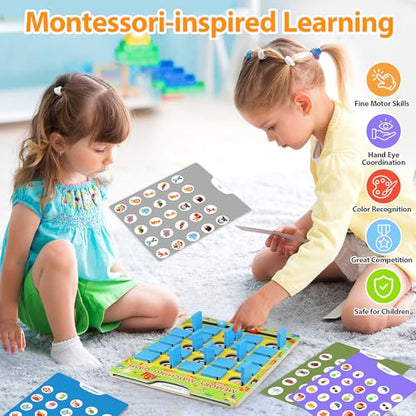 Vinlon Matching Memory Game for Kids Ages 4-8, Flip to Win Board Games Travel Toys Parlor Games for 3 4 5 6 7 8 Years Old, Road Trip Essentials, Airplane, Car Activity Easter Basket Stuffers