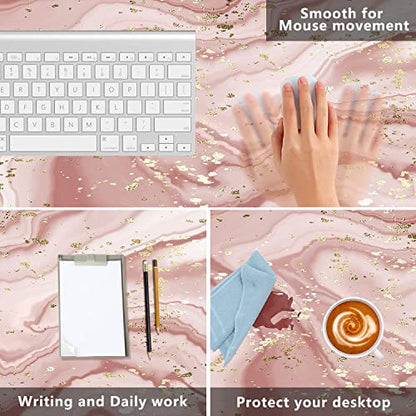Liquid Marble Desk Mat,Abstract Marble with Gold Splatter Gaming Mouse Pad,Large Non-Slip Rubber Base Mousepad with Stitched Edges,Waterproof Mouse Mat Desk Pad for Office Game Home 35.4x15.75 in - color: Abstract Marble With Gold Splatter