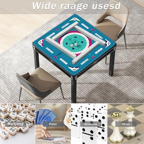 2F22E Mahjong Table Mat for American Mahjong, Neoprene Non-Slip Noise Reduction Mat with Printed Rules, 32.4 x 32.4 Inch Blue Table Cover for Poker, Cards & Board Games - color: Blue-mats