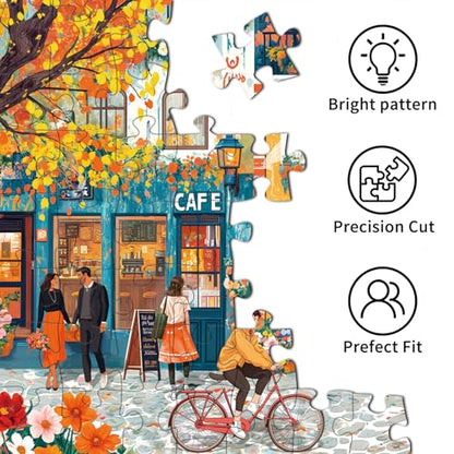 Puzzles for Adults 1000 Pieces, Romantic Street Scene Jigsaw Puzzle with 1:1 HD Poster, Perfect Interlocking No Dust, Stress Relief Ideal Gift for Family Games - color: Romantic Street Scene