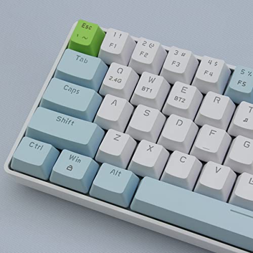 Qisan Mechanical Gaming Keyboard Dual Mode 2.4G/BT Wireless Keyboard with Red Switch Mini Design (60% Keyboard) 68 Keys Computer Keyboard US Layout | Gaming Pc | Wireless Gaming Keyboard - color: Red Switch with Blue & White Combo Color