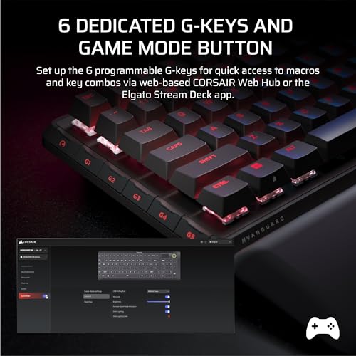 Corsair Vanguard 96 Wireless Mechanical RGB Gaming Keyboard – QWERTY US, 96% Layout, Hot-Swappable MLX Switches, 8000Hz Hyper-Polling, Stream Deck Integration, Flashtap SOCD – Black