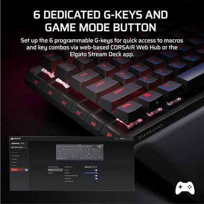 Corsair Vanguard 96 Wireless Mechanical RGB Gaming Keyboard – QWERTY US, 96% Layout, Hot-Swappable MLX Switches, 8000Hz Hyper-Polling, Stream Deck Integration, Flashtap SOCD – Black