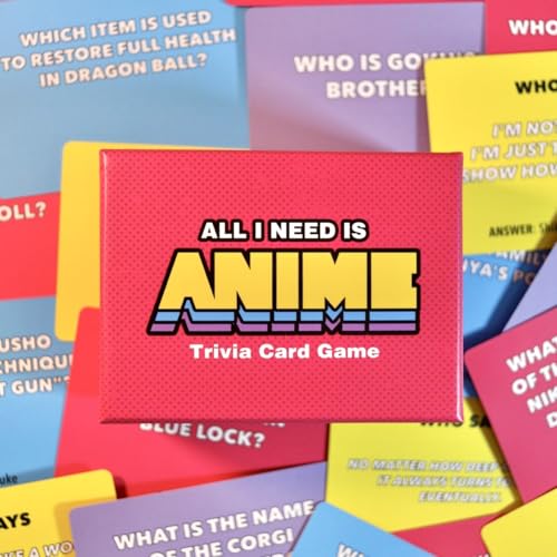 Anime Trivia Card Game - 100 Questions, Character, Quotes & Skill Challenges, Fun Anime Party Game for Fans, Teens & Adults, Expansion Pack Available (Base Game)