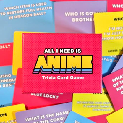Anime Trivia Card Game - 100 Questions, Character, Quotes & Skill Challenges, Fun Anime Party Game for Fans, Teens & Adults, Expansion Pack Available (Base Game)
