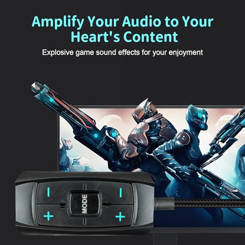 USB Sound Card Virtual 7.1 Surround Sound USB to 3.5mm Jack Audio Adapter Cable External Sound Card for PC/PS4/PS5/Mac/Gaming Headset, with Mute/Volume Control, 6.5ft, Audio Control Box, Plug and Play