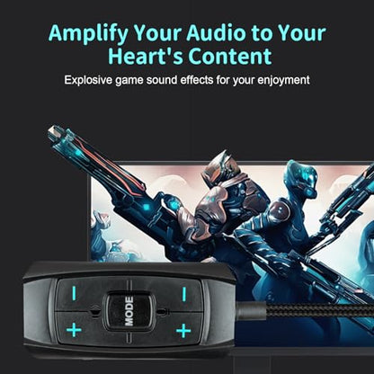 USB Sound Card Virtual 7.1 Surround Sound USB to 3.5mm Jack Audio Adapter Cable External Sound Card for PC/PS4/PS5/Mac/Gaming Headset, with Mute/Volume Control, 6.5ft, Audio Control Box, Plug and Play
