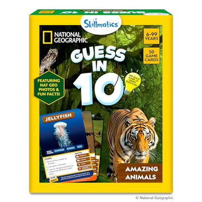 Skillmatics Guess in 10 Game – National Geographic Animals, Gift for Kids | Educational Cards, Family Trivia Game, Travel Toy & STEM Board Game, Screen-Free Fun, Boys & Girls Ages 6, 7, 8, 9 and Up - style: 2. National Geographic