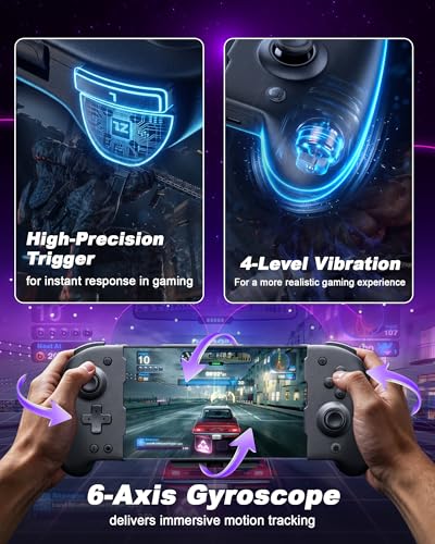 Puiseno Wireless Controllers for Switch, Compatible with Nintendo Switch/Switch OLED, One-Piece Handheld Controller Replacement for Switch Pro Controller with 6-Axis Gyro/Hall Effect Joysticks/8 Lights Color/Turbo/Macro/Dual Vibration/1000mAh Battery/4 Ga