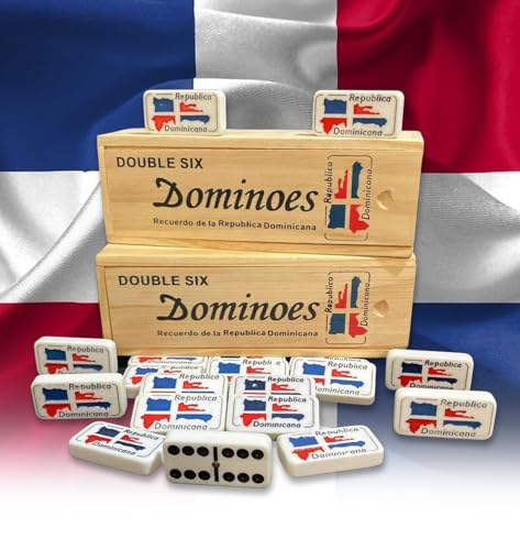 Dominican Flag Dominoes Double Six 2pcs Value Pack - Classic Dominos Set for Cultural Pride Dominican Republic