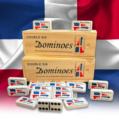 Dominican Flag Dominoes Double Six 2pcs Value Pack - Classic Dominos Set for Cultural Pride Dominican Republic
