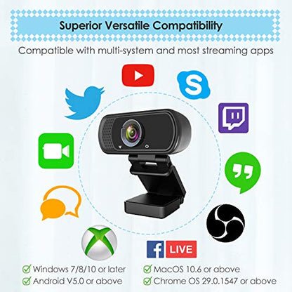 ToLuLu 1080P Webcam with Microphone, HD Webcam Web Camera with Tripod Stand | Widescreen USB Computer Camera, Streaming Mic Web cam for Online Calling/Conferencing,Facetime/YouTube Desktop Laptop PC - style: 1080P Webcam with Cover & Tripod