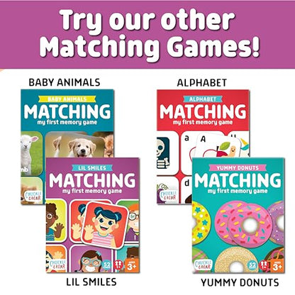 Chuckle & Roar Lil Smiles Matching Memory Game – Preschool Concentration Board Game with Friendly Faces, 3 Themed Decks (at Home, Outside, On-The-Go), 180 Cards, 2–6 Players, Ages 6+ - color: Lil Smiles