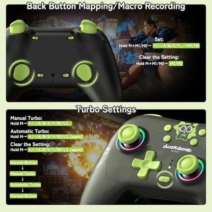 GeekShare Switch Pro Wireless Controller, Compatible with Switch 2/1/Lite/OLED, PC, Android, iOS Device, Tri-Mode Programming with Wake-up, Turbo, Gyro, Vibration, 1000mAh Bluetooth 2.4G Controller - size: Controller and receiver kit