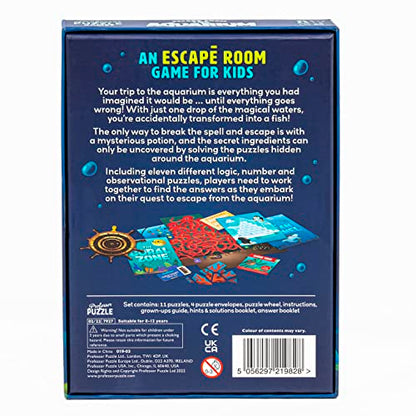 Professor Puzzle: Escape from The Aquarium - Escape Room Game, 11 Logic-Number-Observational Puzzles, Co-Op Underwater Adventure, Kids 8+, 1-6 Players