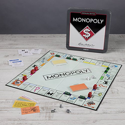 Monopoly Nostalgia Edition Board Game in Collectible Tin by WS Game Company - Vintage Style Property Trading Board Games for Ages 8+