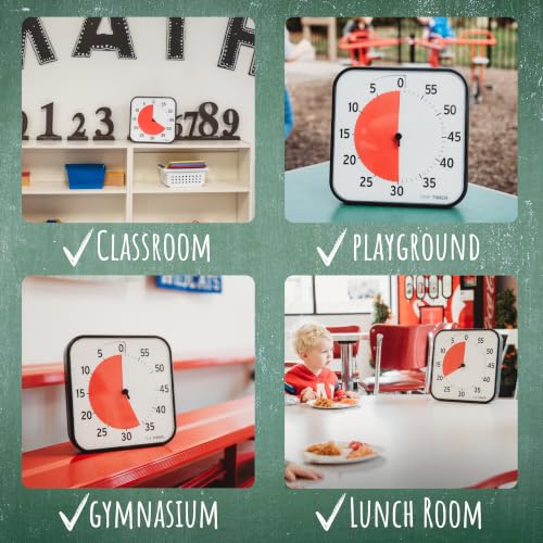 TIME TIMER 12 inch Visual Timer 60 Minute Kids Desk Countdown Clock with Dry Erase Activity Card, Also Magnetic for Classroom, Homeschooling Study Tool, Task Reminder, Home and Kitchen Timer - color: Black & Red, size: 12 Inch