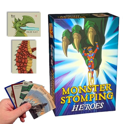 Monster Stomping: Heroes Games – Monster Building Dice & Strategy Card Game for Adults & Kids 13+ | Travel, Party & Family Kids' Games for Game Night Fun | Teen Boys Gift Ideas