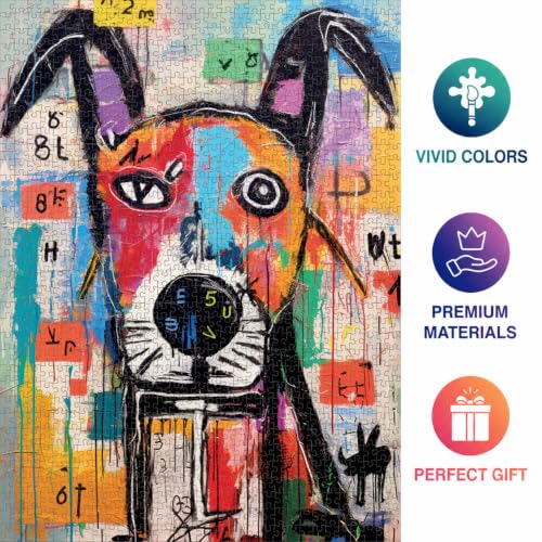 Cross & Glory | Jigsaw Puzzles for Adults | Geometric Dog Dreamscape | Abstract Art | 2mm Thick Pieces | Bonus Reference Poster | Satin Finish | Ages 14+ - color: Geometric Dog Dreamscape