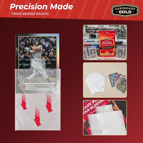 Cardboard Gold 2-Mil Tabbed Sleeves for Semi Rigid Card Holder Compatible with Card Saver 1 and Toploader for Grading Submissions - Archival Safe Pull Tab Design - 10000 Count - size: 10000 Sleeves