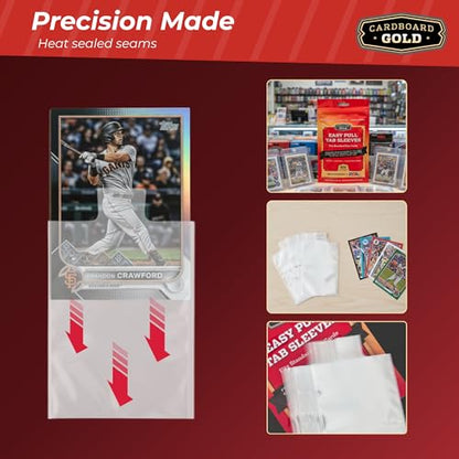 Cardboard Gold 2-Mil Tabbed Sleeves for Semi Rigid Card Holder Compatible with Card Saver 1 and Toploader for Grading Submissions - Archival Safe Pull Tab Design - 10000 Count - size: 10000 Sleeves