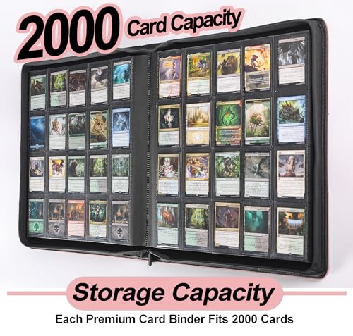 Premium 2000 Pocket Card Binder - 20 Pocket Trading Card Binder with Sleeves Fits 2000 Cards, Ringless Card Album for TCG - Model A，Light Pink - color: 20P - Light Pink