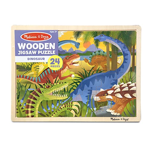 Melissa & Doug Dinosaurs Wooden Jigsaw Puzzle with Storage Tray (24 pcs) - style: Dinosaurs