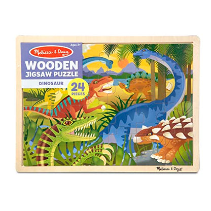 Melissa & Doug Dinosaurs Wooden Jigsaw Puzzle with Storage Tray (24 pcs) - style: Dinosaurs