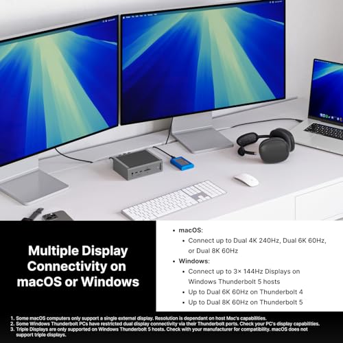 CalDigit TS5 Thunderbolt 5 Dock - 15 Port, 140W Charging, 80Gb/s TBT 5 x 4, USB-C 10Gb x 3, USB-A x2, 2.5Gb Ethernet, Dual 8K@60Hz Displays, SD & microSD UHS-II, 1m Braided Cable, Space Gray 240W PSU - style: TS5