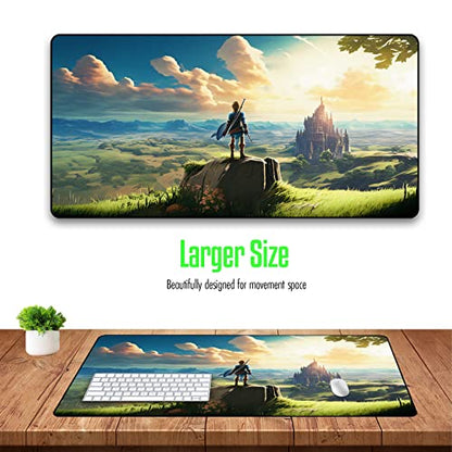 VNDL Gaming Mouse Pad XXL Extra Large Extended Non Slip - Anime Gaming Mouse Mat, Green, Black, Microfiber Cloth, Rubber, 31.5 x 15.7 in - color: Green, Black