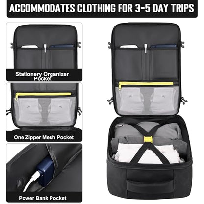HILOMON Black Travel Backpack for Men Women, TSA Approved Personal Item Size fit for 18x14x8 Under Seat Backpack for Airplanes 15.6inch Laptop 30L Luggage Carry On Bag