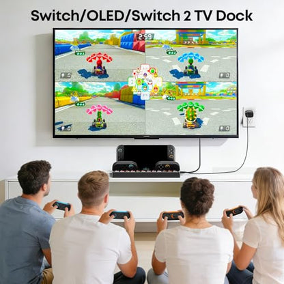 [Switch 2/1/OLED Compatible] Switch 2 Docking Station with Charging Dock, TV Base Dock Replacement Support 4k@120HZ HDMI Output, Seitch 2 Accessories Store 12 Game Cards, Game Boy Advance Games - size: M-Black-Switch 1/2