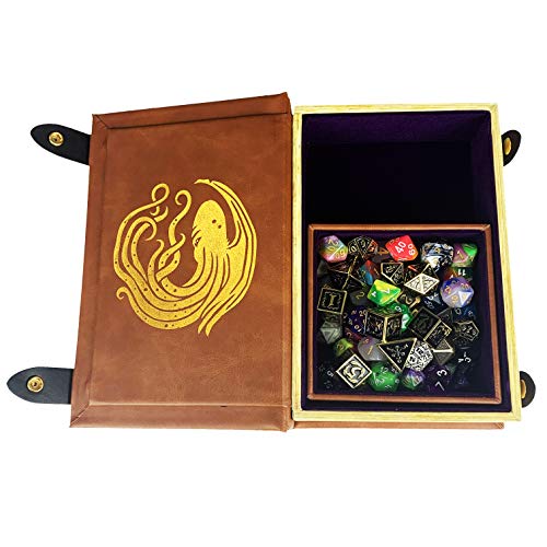 Fantasydice Book-Shaped Gold/Purple Cthulhu Tome Rolling Magic Book Tray for All Tabletop RPGs Like D&D, Call of Cthulhu, Shadowrun. - color: Gold / Purple