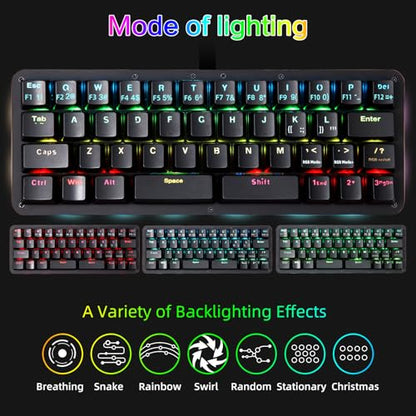 Koolertron 42-Key 40% Macaro Gaming Keyboard - Compact RGB Backlit Mechanical Keypad, Hot-Swappable USB-C Programmable Mini Keyboard for PC/Mac Gamers (Fully Customizable) - style: 40% Small Mechanical Gaming Keyboard with 16 Macro Keys