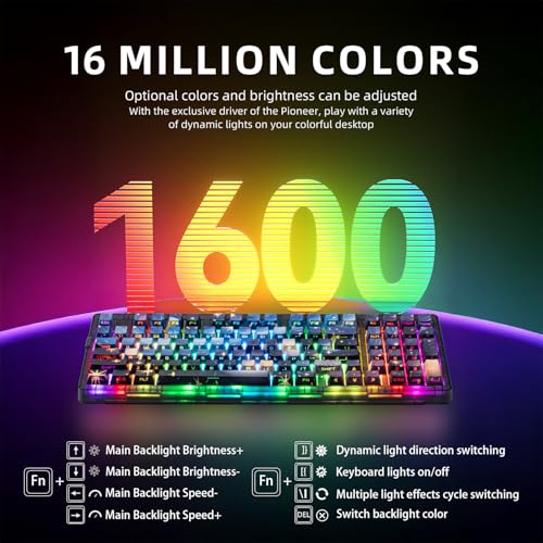 ZORNHER ZH980 Mechanical Keyboard,95% Blue Creamy Keyboard with Number Pad,Van Gogh's Starry Night Dye Sublimation PBT Keycaps,Pre-lubed Silent Switches,Hot-Swappable - color: Van Gogh's Starry Night, size: Silent Switch