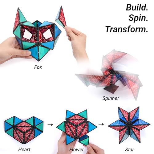 TOSY Magnet Pyramid Stone - 1 Cube Transforms into 1 Billion Shapes (Bunny, Egg Basket, Flowers, Heart…), 243 Rare Earth Magnets, Holographic Design, Puzzle/STEAM Toy, Easter Birthday Gift, 2-Pack - color: Stone (Set of 2)