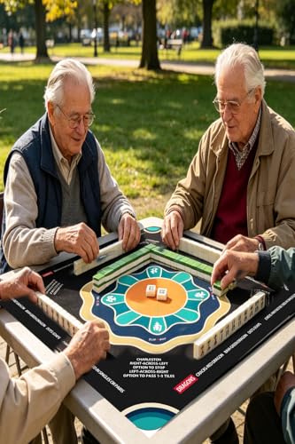 Mahjong Mat with Rule, 31.5x31.5Inch American Mahjongg Table Mat (Black) | Anti-Wrinkle&Foldable Neoprene Mahjongg Travel Mat for Table with Learning Rule, Anti-Slip Noise Reduction Includes Carry Bag - color: Black-